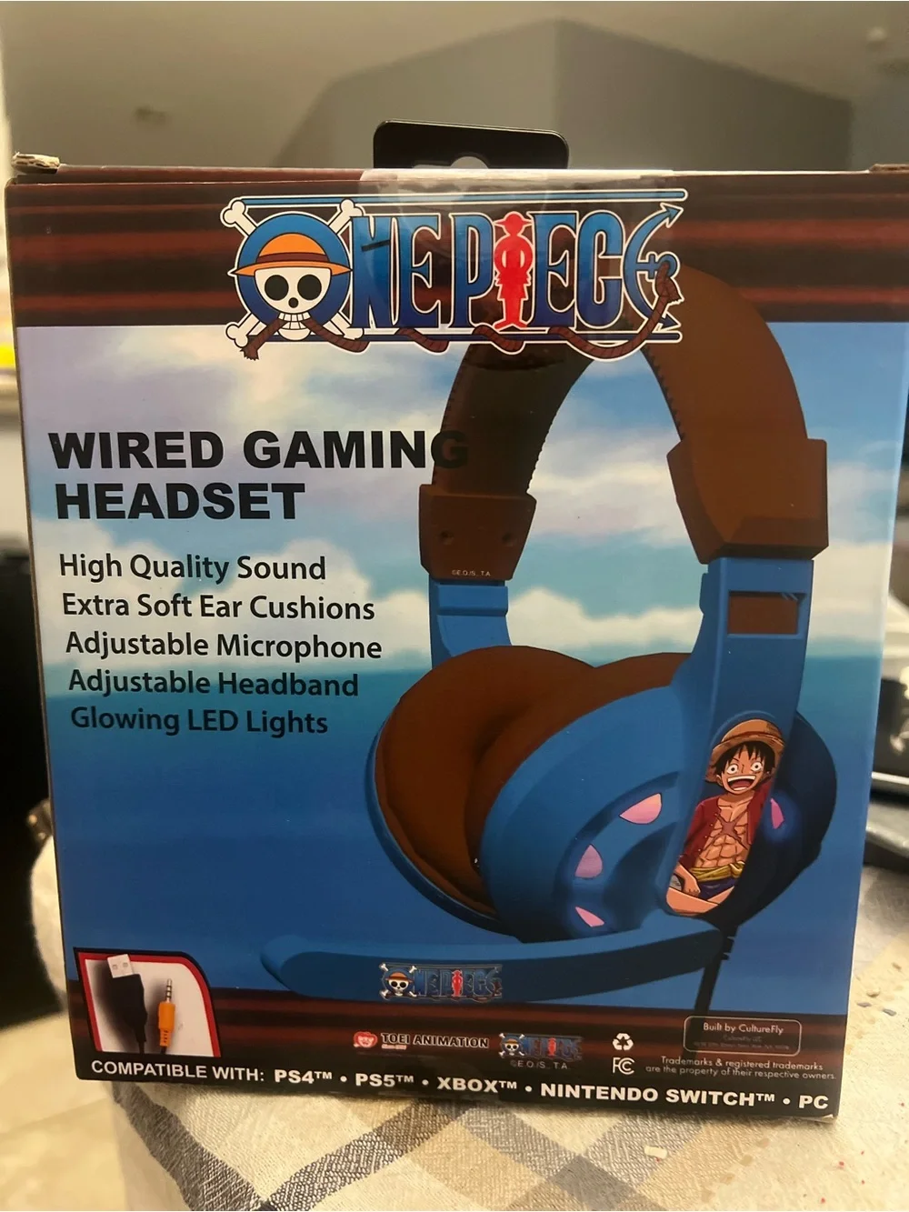 Onepiece Blue and Brown Wired Gaming Headset with LED Accents